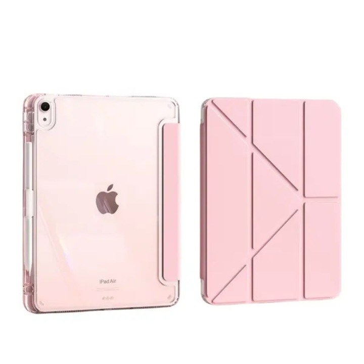Husa tableta compatibil iPad Air 11 inch 2024/2025 cu suport stilou transparent roz 11x24cm