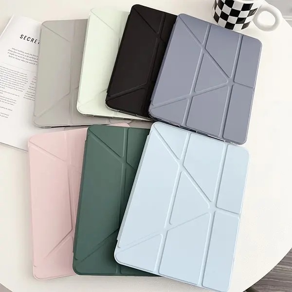 Husa tableta compatibil iPad Air 11 inch 2024/2025 cu suport stilou transparent roz 11x24cm