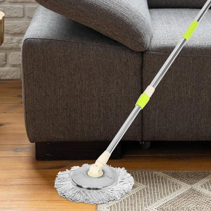 Tija telescopica mop rezistenta rotativa, otel inoxidabil, reglabila, 120x3cm