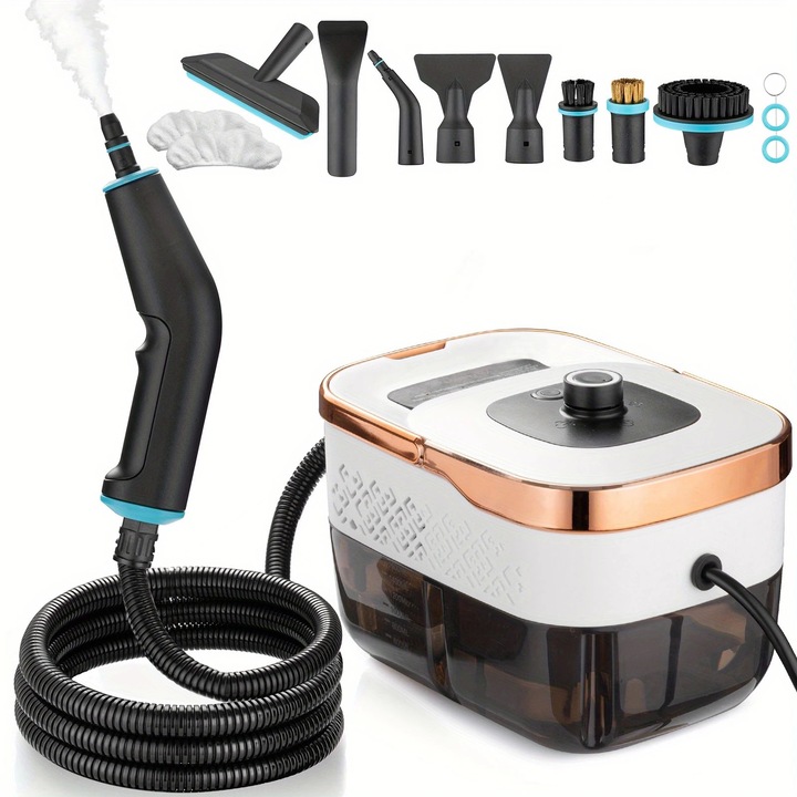 Aparat de curatat cu abur portabil, Curatator cu abur cu presiune inalta, 1700 W puternic, Incalzire rapida 15 s, Pentru casa, bucatarie, baie, Curatare fara substante chimice, 220 V, Alb