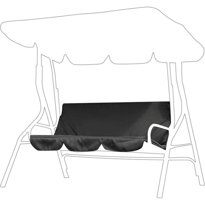 Saltea pentru leagan de gradina k0367-0617-HS7165, rezistenta la apa si la rupturi, respirabila, negru, 195 x 125 x 15 cm