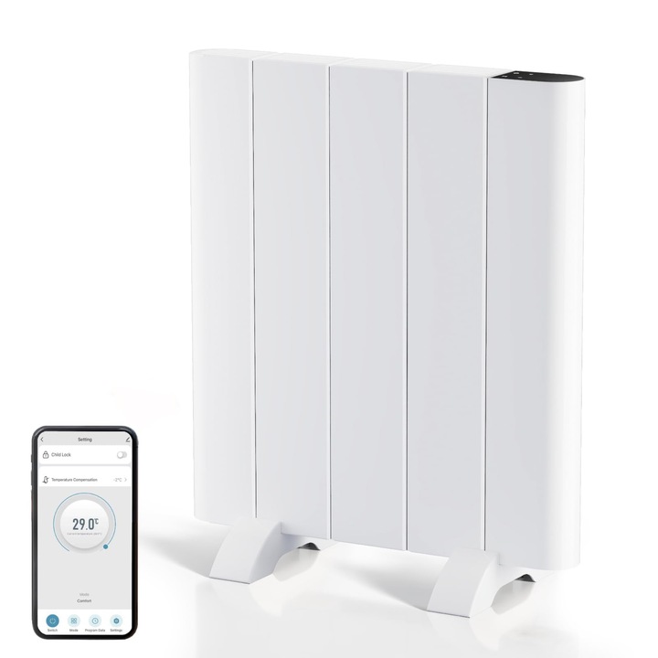 Încălzitor electric EMKE 700W cu convector montare pe perete, mobil, cu afișaj LCD, 23, 43x23, 03x5, 31cm