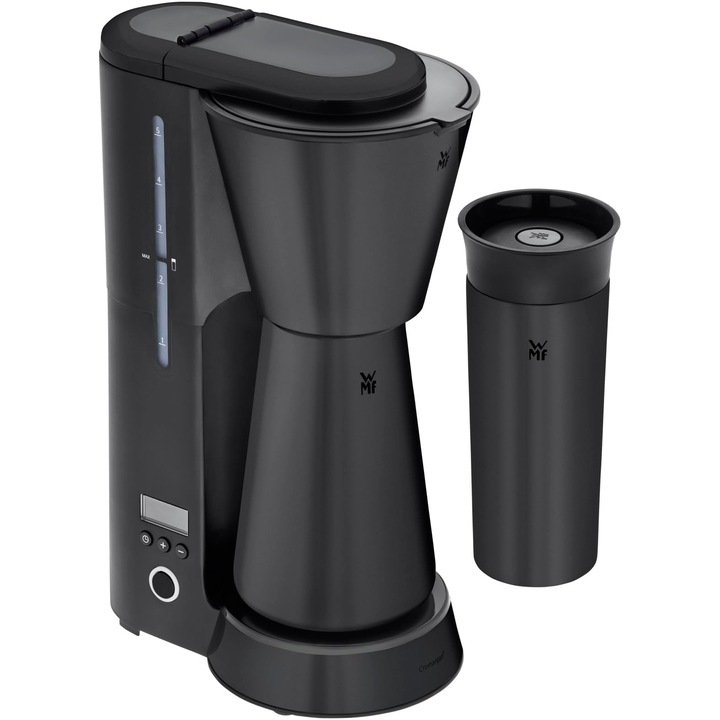 Aparat de cafea WMF Kuchenminis Aroma cu ulcior termos, 870 W, inox negru mat, dimensiuni 15, 75x13, 58x6, 46 cm