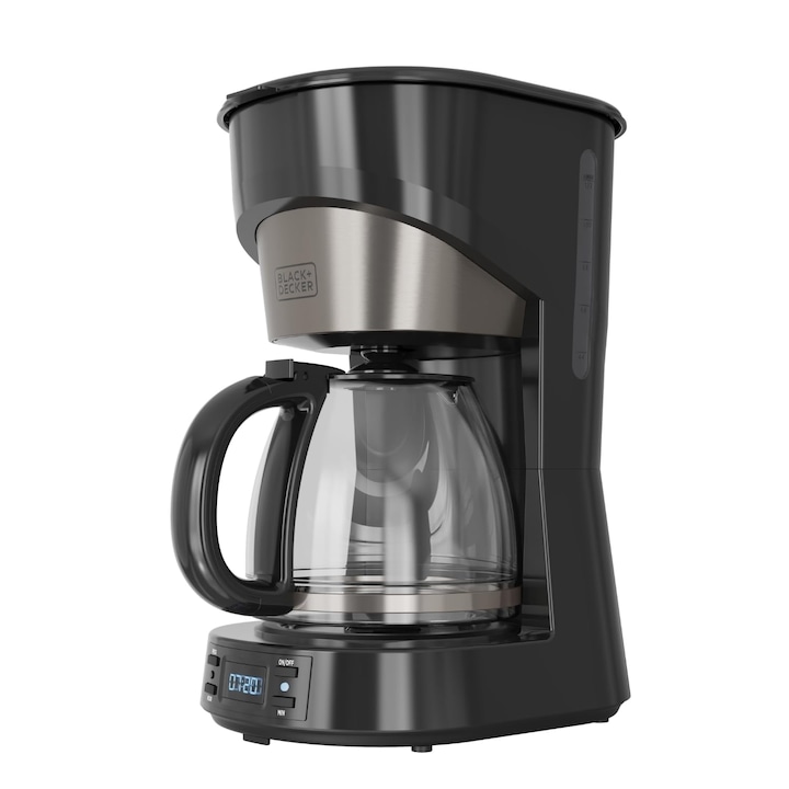 Aparat de cafea BLACK+DECKER, 1000 W, 1, 5 L, cronometru 24 ore, opritere automată, inox