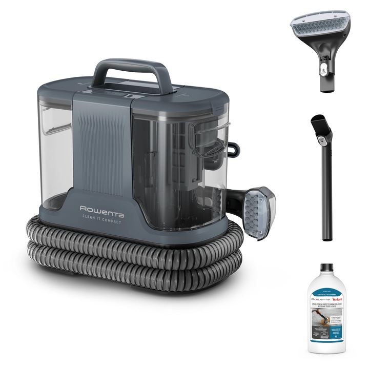 Aspirator cu spalare Rowenta, design compact, 400 wati, 1.5 l, gri