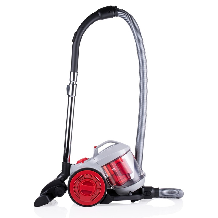 Aspirator Dirt Devil fara sac, 700W, filtru HEPA 12, cu Combibrush, gri/rosu, 1.8L