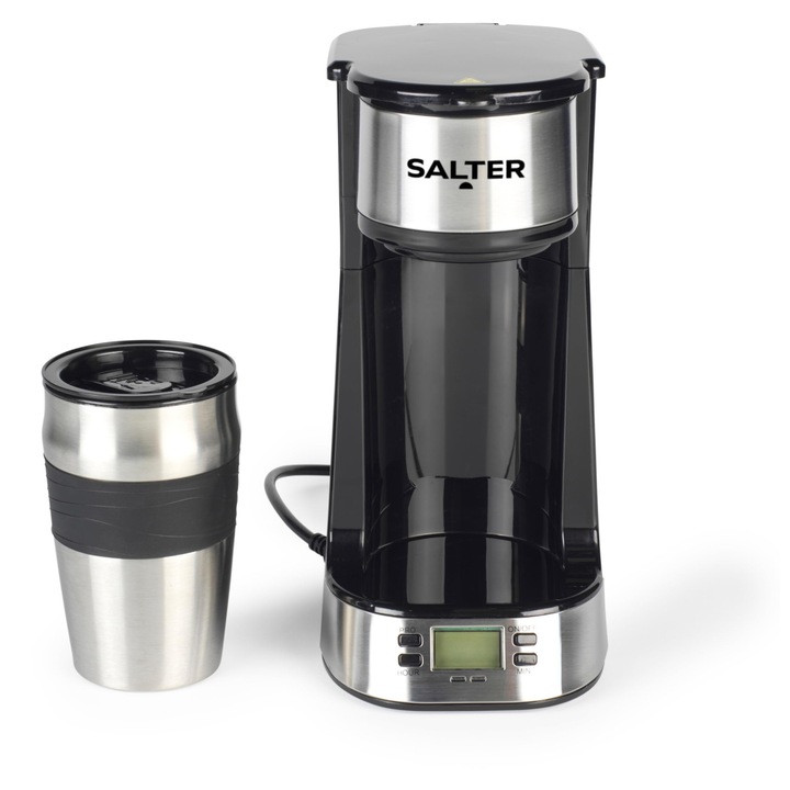 Aparat de cafea digital Salter, 1 ceașcă, filtru lavabil, inox, 420 ml