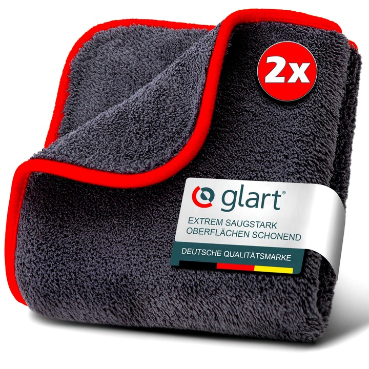 Set de carpe microfibra Glart 42TP, 2 carpe 40x40cm, fara scame, pentru suprafete lucioase