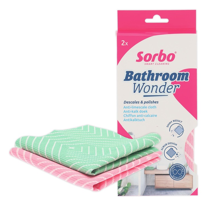 Laveta de curățat Sorbo, set 2 bucăți, microfibră, 9, 45x3, 94x0, 71cm, fără zgârieturi, delicată cu instalațiile sanitare