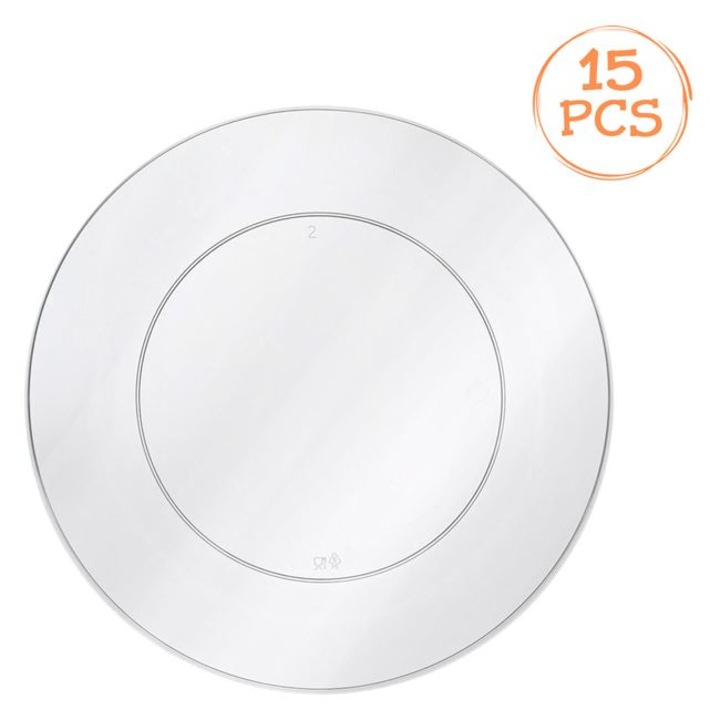Set Farfurii Intinse Reutilizabile din Plastic Transparent 18cm - 15buc Saiconcept
