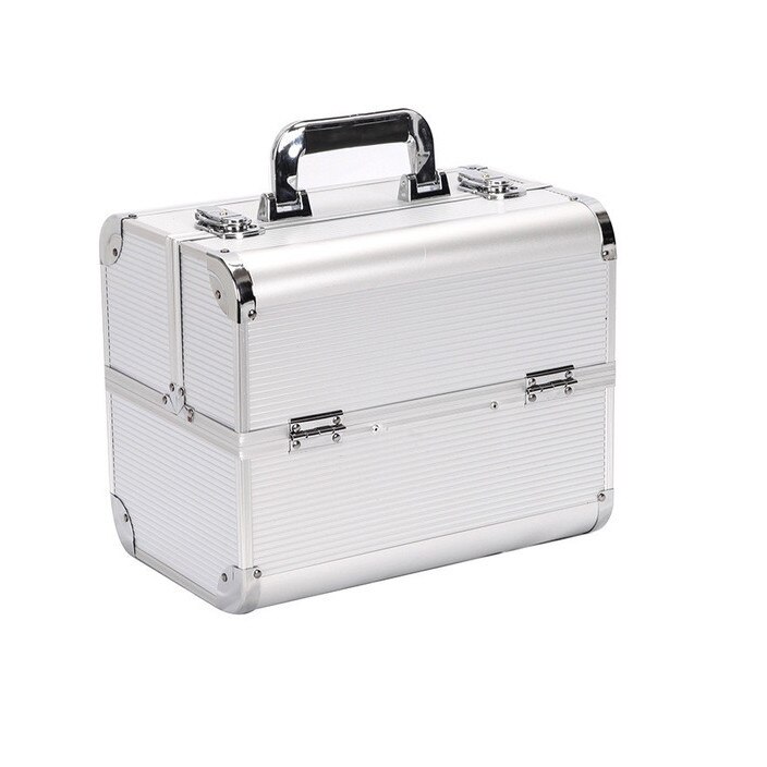 Geanta MARE pentru cosmetice cu organizator, Argintie