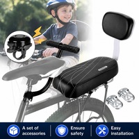 Scaun Spate Bicicleta Copii Universal, Scaun Copil Bicicleta cu Spatar, Cotiere, Suporturi pentru Picioare, Perna PU Groasa, Clopotel si Kit Montaj Inclus, pentru Bicicleta Electrica, MTB, Biciclete de Oras, Negru