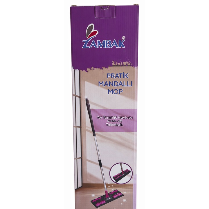 Mop Plat Zambak pentru Lavete Umede, Curatare Pardoseli, Compatibil Servetele Tip Swiffer