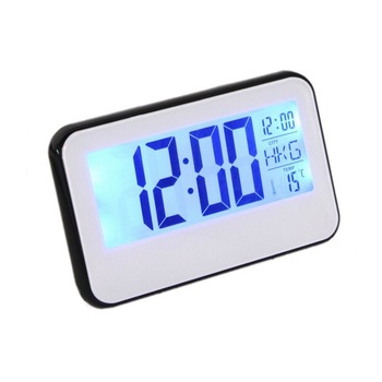 Ceas Digital 2618, cu display LCD si control vocal, functie termometru, Alb-Negru Ceas Digital 2618, cu display LCD si control vocal, functie termometru, Alb-Negru