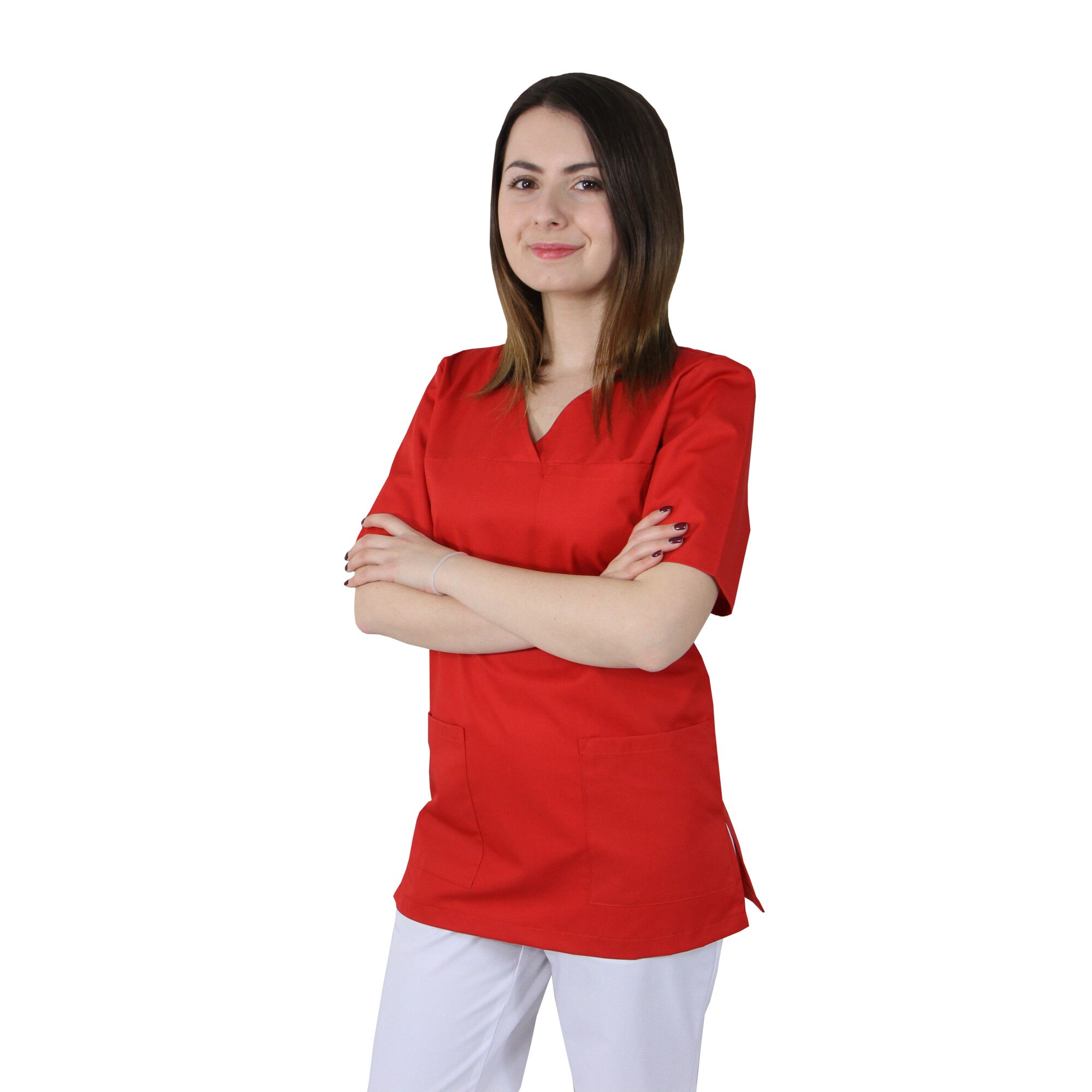 Bluza, PRIMA, UNISEX, maneca scurta, anchior V, 3 buzunare, XXL, rosu