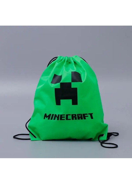 Раница с връзки с принт Minecraft, зелена