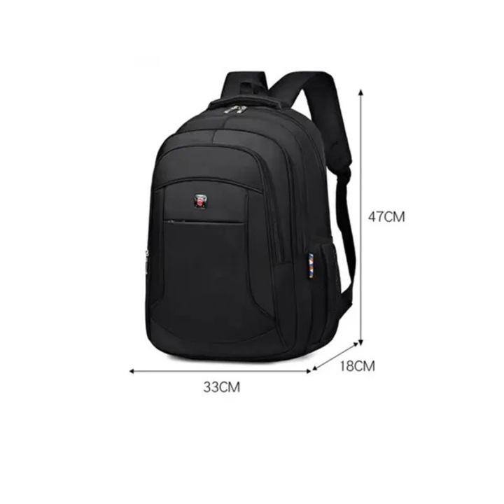 Rucsac pentru laptop din Oxford impermeabil, compartiment 15,6", multe buzunare, negru, 47 x 33 x 18 cm, 26 L