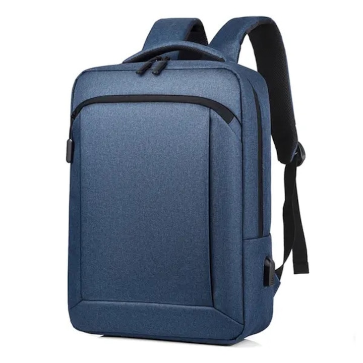 Rucsac laptop Oxford barbati 14 inch antifurt USB negru