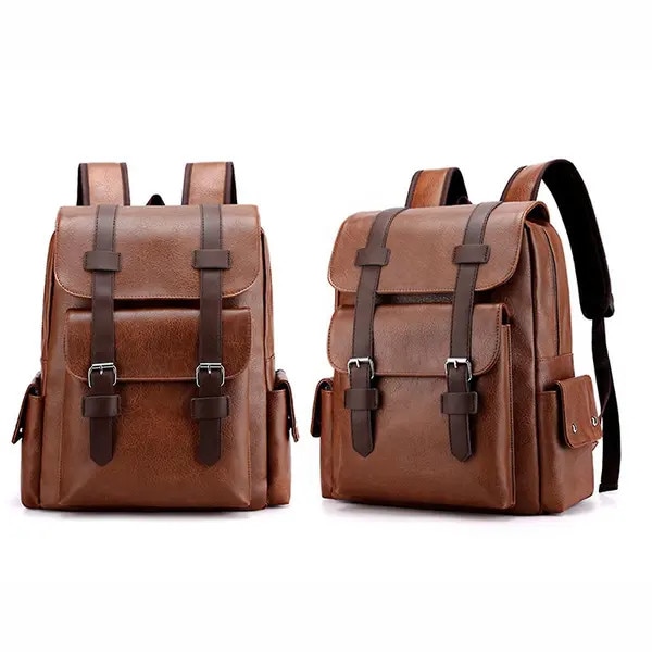 Rucsac laptop piele, 15.6 inch, maro, rezistent la apa, 38x33x12cm