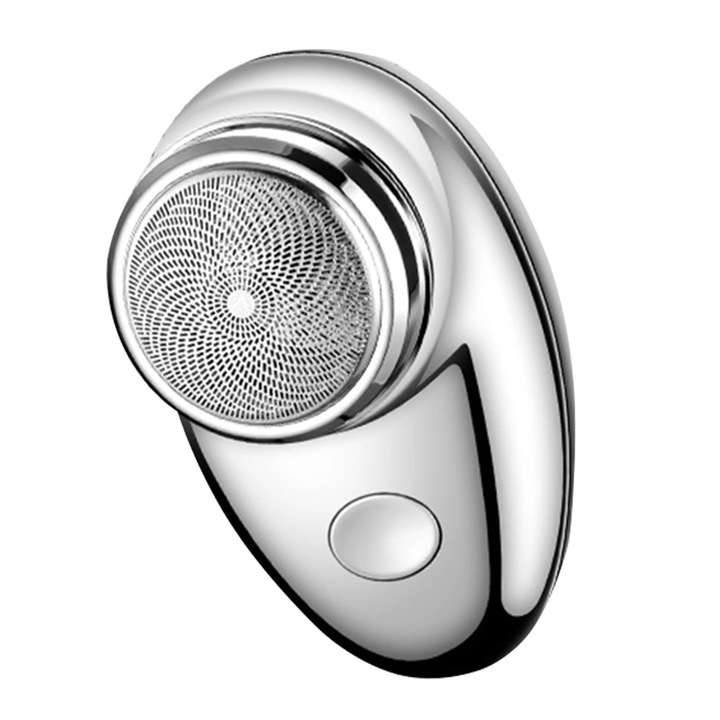 YANYXR BCS2908915 elektromos borotva, mini zsebméretű, nedves és száraz, USB újratölthető, egygombos működés, ezüst