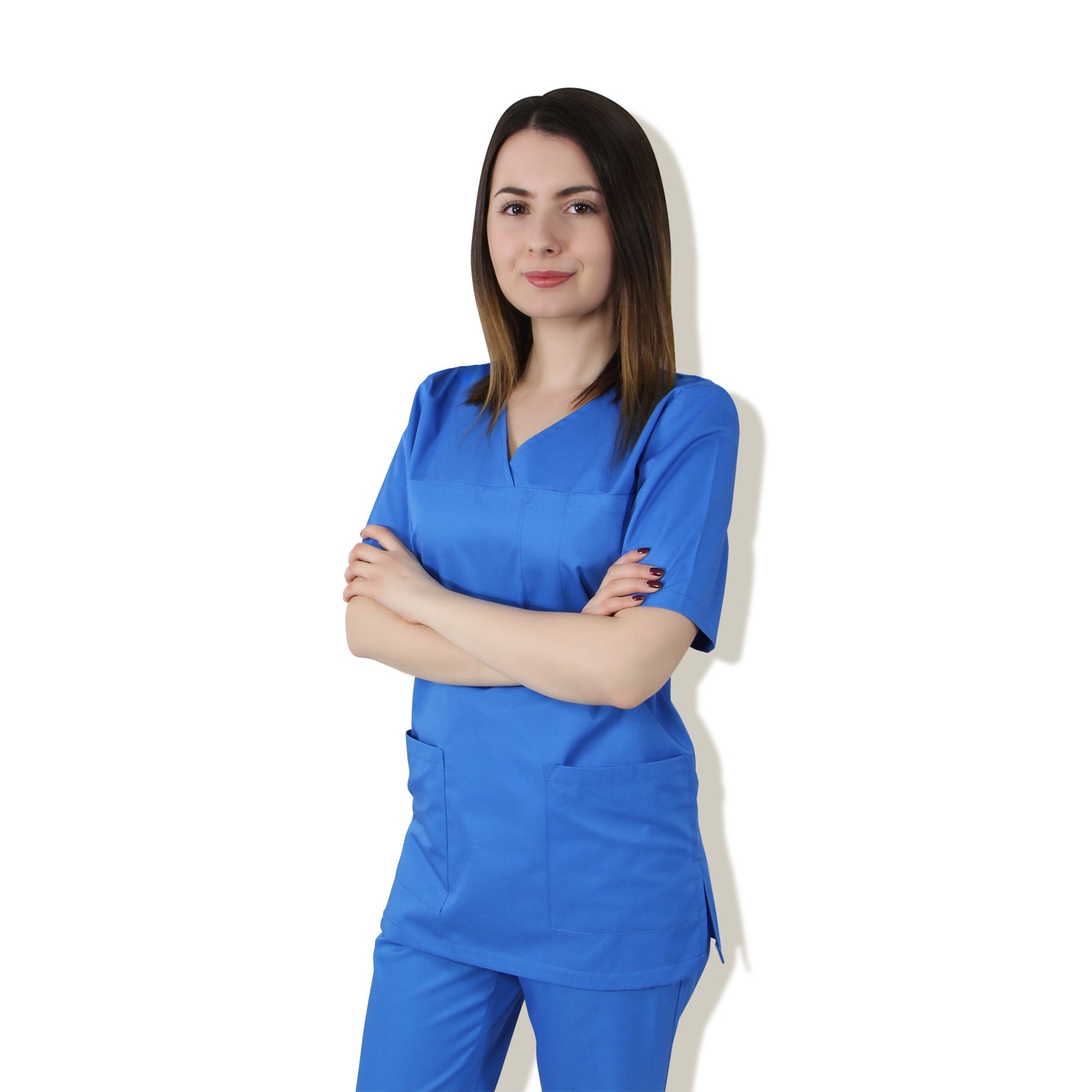 Bluza, PRIMA, UNISEX, maneca scurta, anchior V, 3 buzunare, XXL, albastru