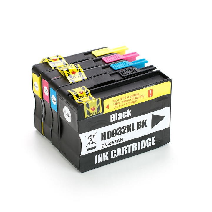 HQ-WB 932XL Prémium tintapatron készlet, 4 darab, Kompatibilis a HP 932XL 933XL és Officejet 6100, 6600 6700 7110 7610, 7612 nyomtatókkal, Fekete, Ciánkék, Bíbor, Sárga