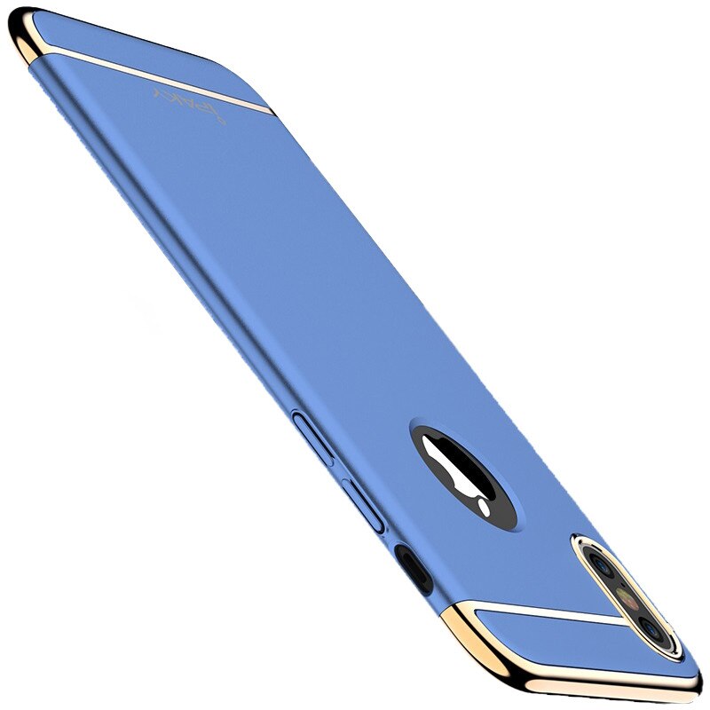 Husa IPAKY Men Collection 3 in 1 Hybrid cu Insertie Aurie - Iphone X (Blue)