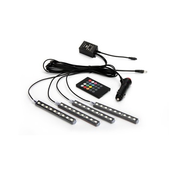 Lumina interior 4 benzi cu muzica de control 9 LED Lumina interior 4 benzi cu muzica de control 9 LED
