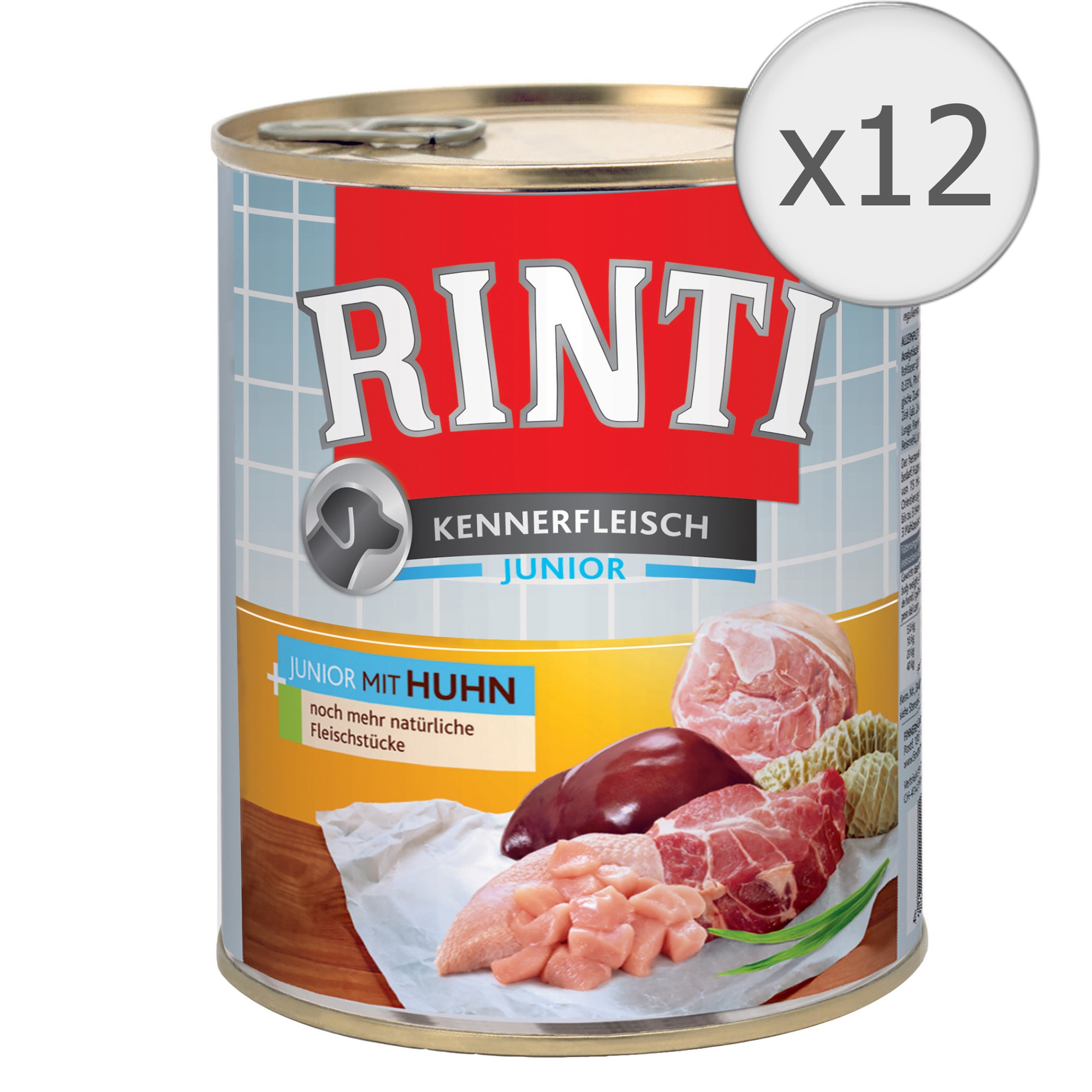 Hrana umeda pentru caini Rinti, Kennerfleisch, Junior, Pasare, 12x800g