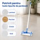 Set Mop Plat pentru pardoseli, Aloro®, maner 120 cm, cap flexibil 360, 8 lavete uscate antistatice si 8 lavete umede Incluse, pentru parchet, laminat, gresie si vinil