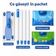 Set Mop Plat pentru pardoseli, Aloro®, maner 120 cm, cap flexibil 360, 8 lavete uscate antistatice si 8 lavete umede Incluse, pentru parchet, laminat, gresie si vinil