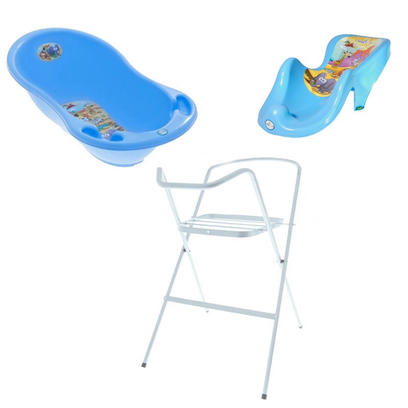 Set pachet cadita SF albastru + suport anatomic si suport metalic