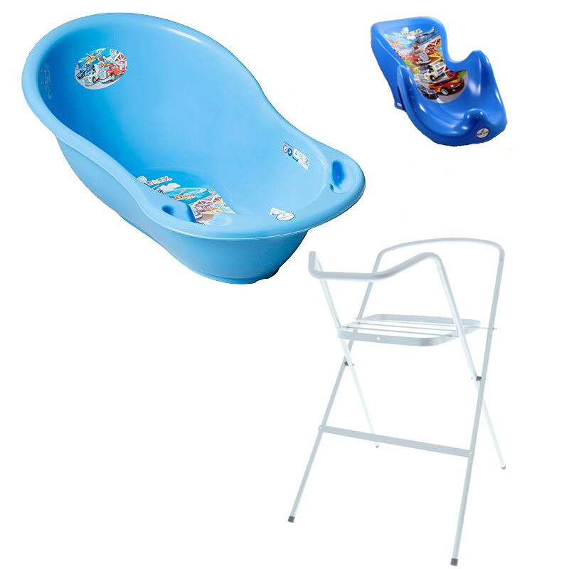 Set pachet cadita albastru CS 102 cm + suport anatomic si suport metalic