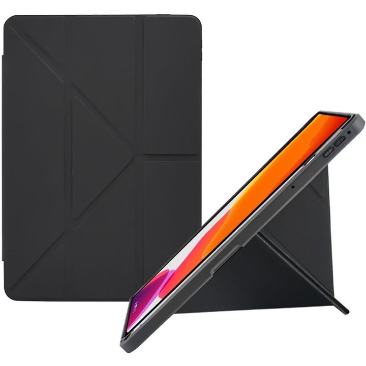 Husa pentru Samsung Galaxy Tab A11+/ A9+ Plus 11 inch 2025, Husa tableta magnetica din silicon rezistenta la socuri, cu functie Auto Wake/Sleep. Mod Portret Peisaj, Negru