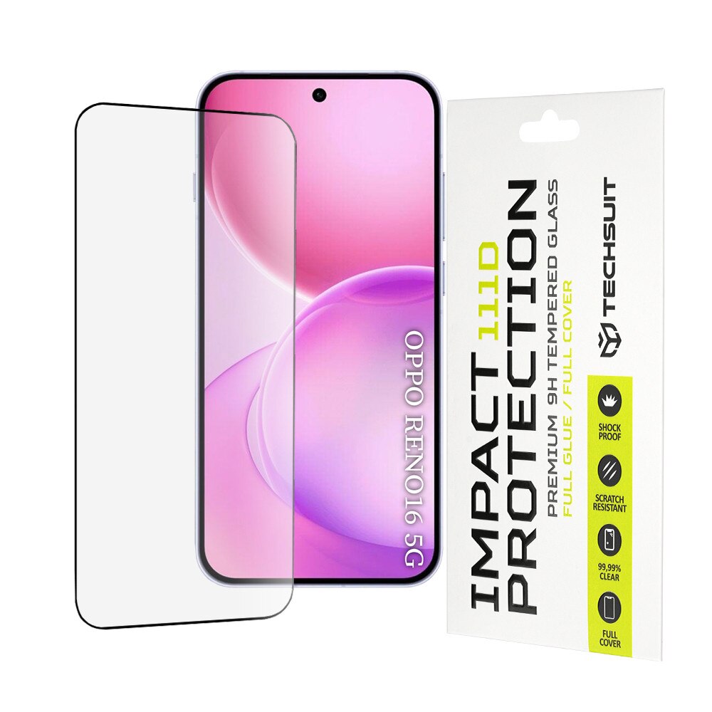 Folie pentru Oppo Reno16 / Reno16 Pro - Techsuit 111D Full Cover / Full Glue Glass - Black
