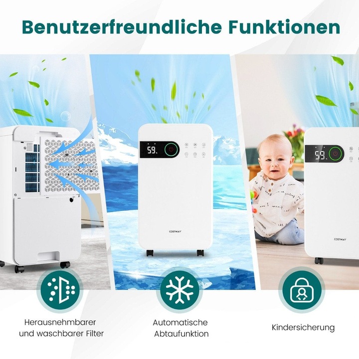 Dezumidificator de 2, 3 litri cu dezumidificator de camera in modul de repaus pentru dezumidificator mobil de la subsol de acasa Temporizator de 24 de ore
