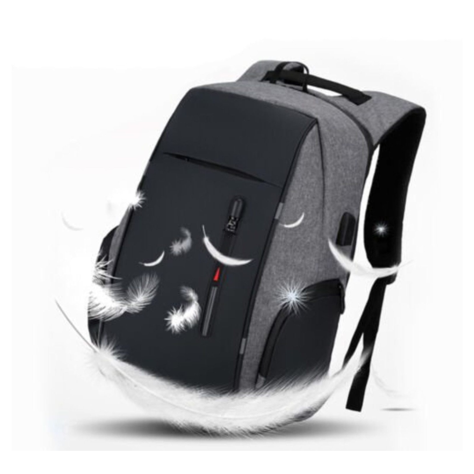 Rucsac laptop 17 inch, anti-furt, port USB, negru-gri, 32x16x46cm