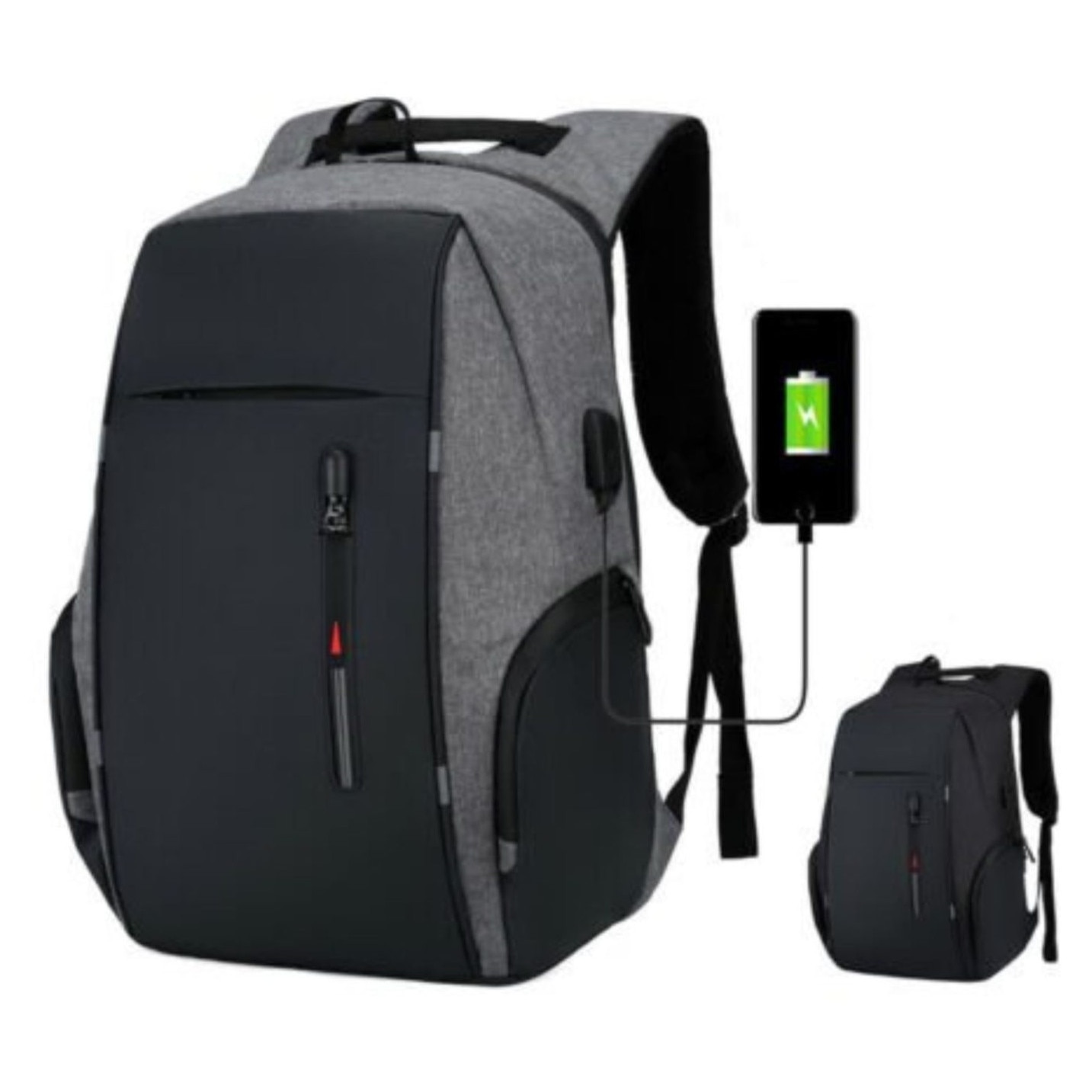 Rucsac laptop 17 inch, anti-furt, port USB, negru-gri, 32x16x46cm