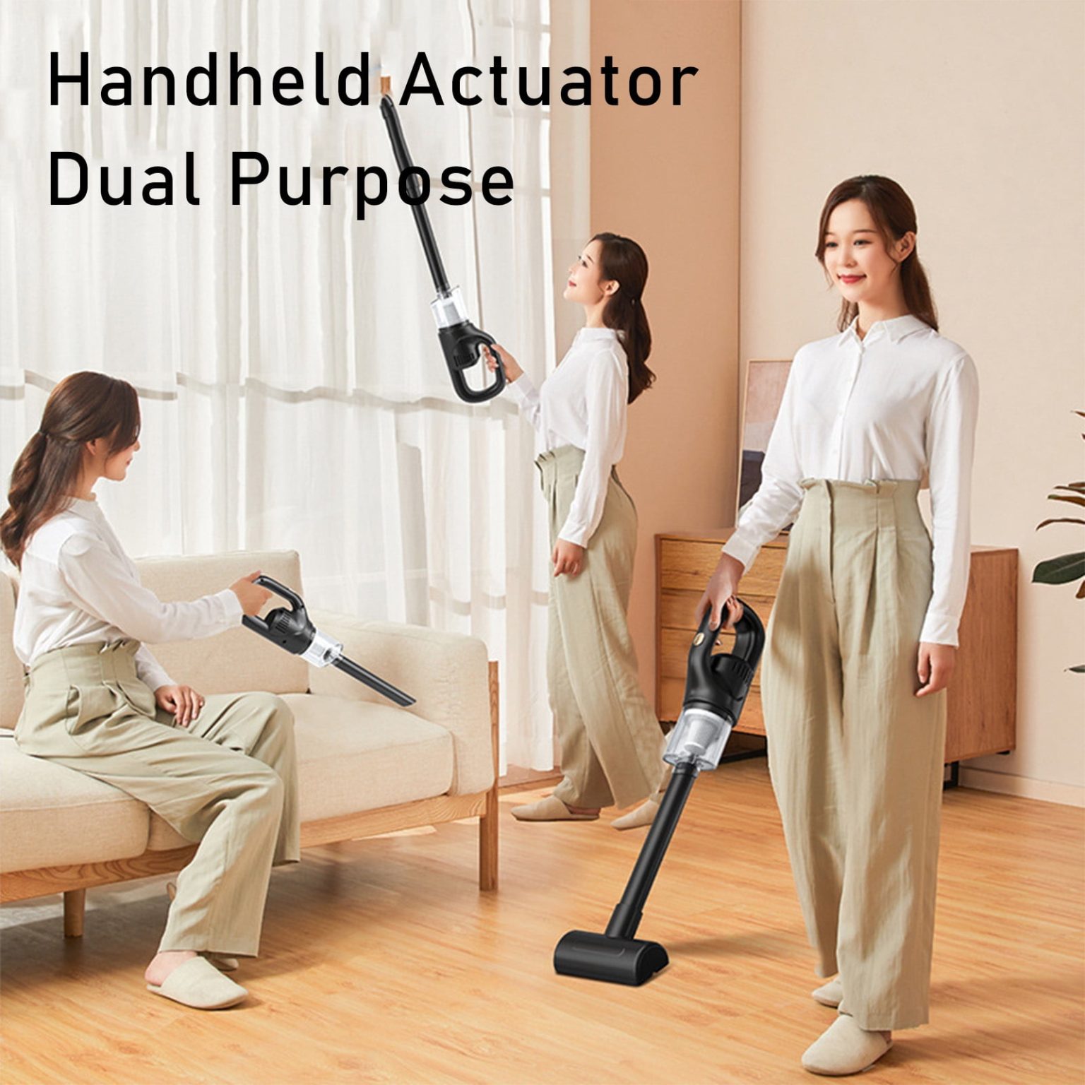 Aspirator vertical fara fir, putere 50.000Pa, negru, compact, 1.2kg