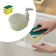 Dispenser sapun lichid 2 in 1 cu suport burete, galben, 17x18.5cm, set 4 piese