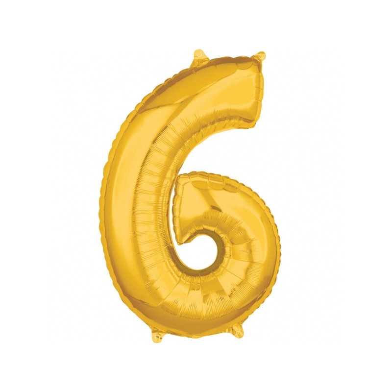 Balon Folie Cifra 6 Auriu - 43 x 66cm, Amscan 36559