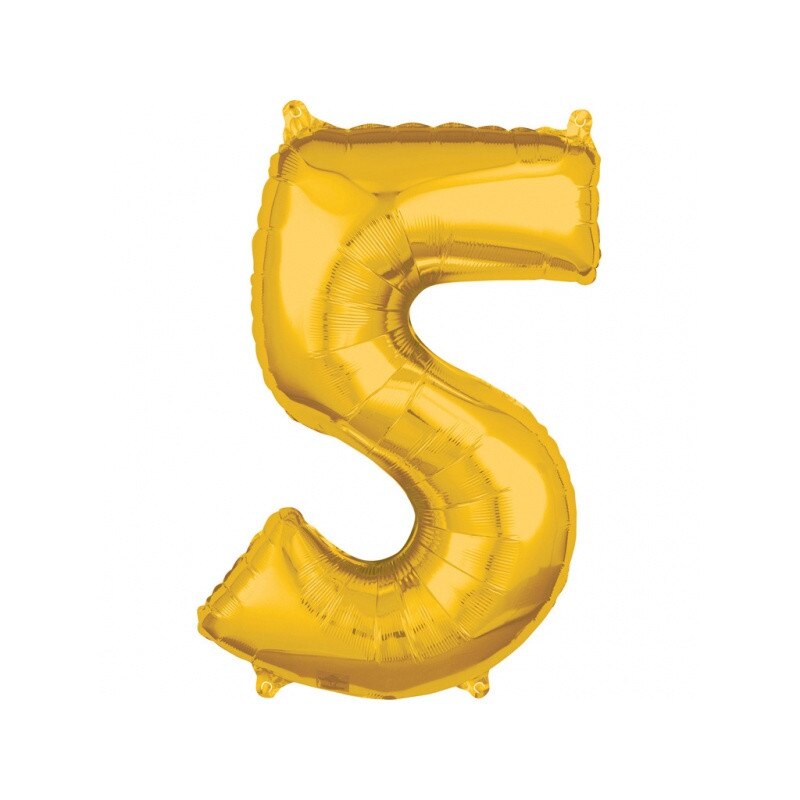 Balon Folie Cifra 5 Auriu - 45 x 66cm, Anagram 36558