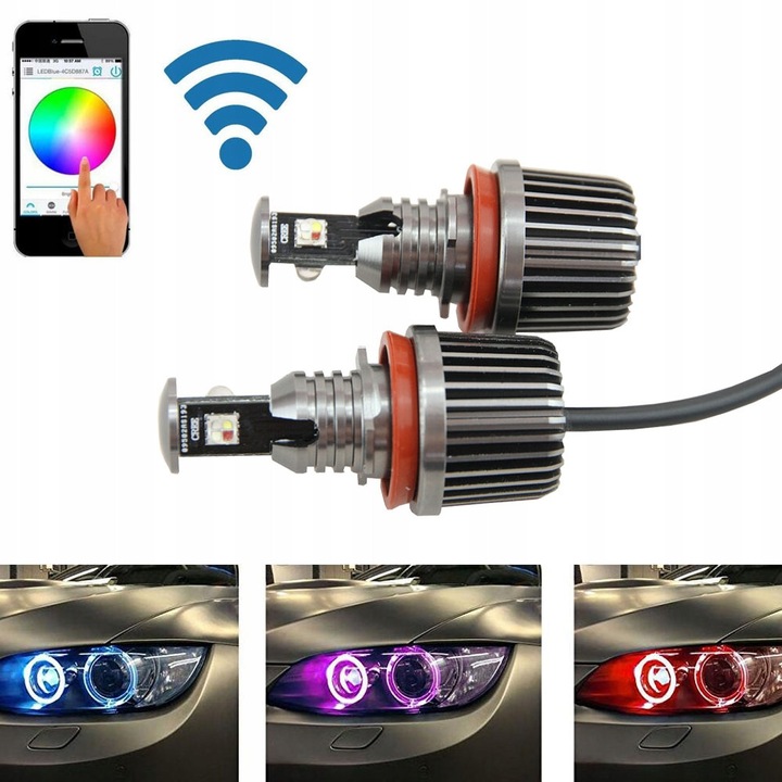 Becuri LED BDS H8 RGB Wi-Fi, комплект 2 бр., многоцветни, CANBUS