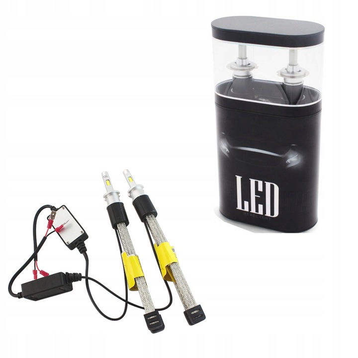 Set 2 Becuri LED H3 R4, 80W, 6000K, 12x24V, CANBUS