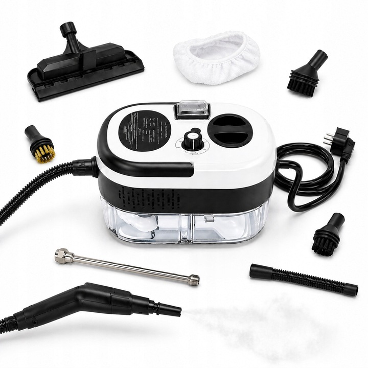 Aparat de curatat cu abur 2500W set accesorii multifunctional alb 1200ml