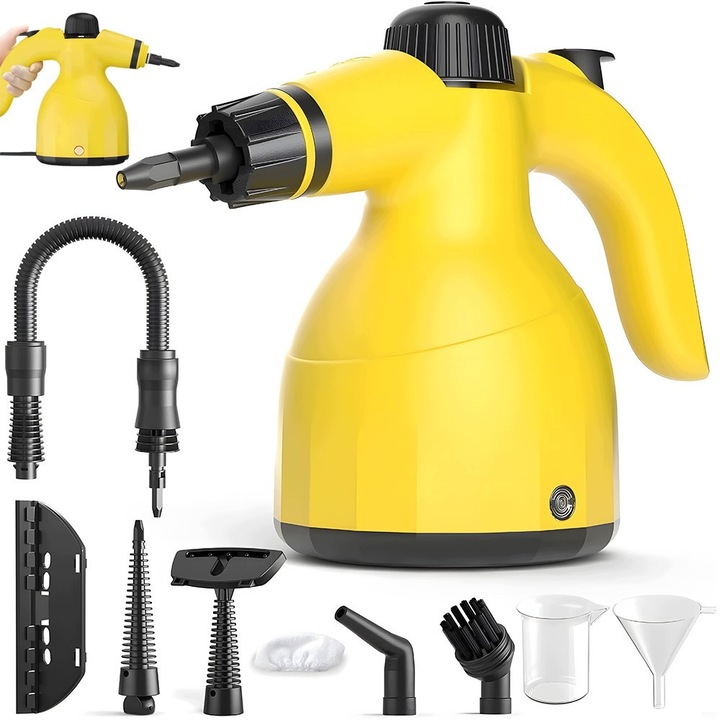 Aparat de curatat cu abur multifunctional, 1000W, galben, 350ml