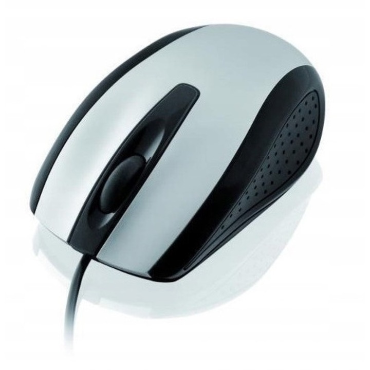 Мишка iBOX Finch optic PS2, 800 dpi, сребристо-черна, 3 бутона, кабел 1.4м