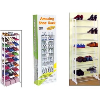 Raft tip Organizator 30 Perechi Pantofi, Structura din Metal pentru Incaltaminte, cu inaltimea reglabila de 150 Cm plus Raft tip Organizator 30 Perechi Pantofi, Structura din Metal pentru Incaltaminte, cu inaltimea reglabila de 150 Cm plus