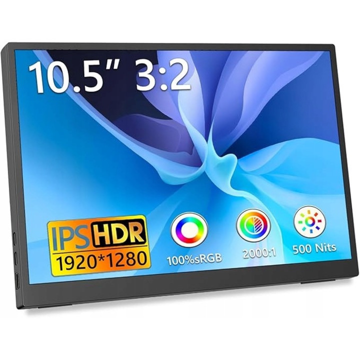 Monitor portabil 10,5 inch 1920x1280 IPS HDR USB-C HDMI 0,4x26,7cm
