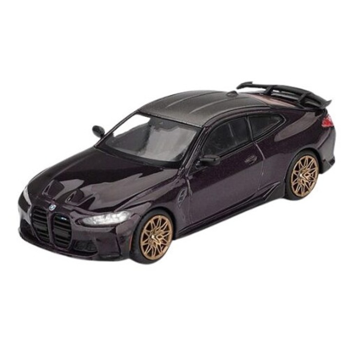 BMW M4 (G82) PERFORMANCE DAYTONA VIOLET 2021 autómodell 1:64 méretarányban, Mini GT MGT01112-L